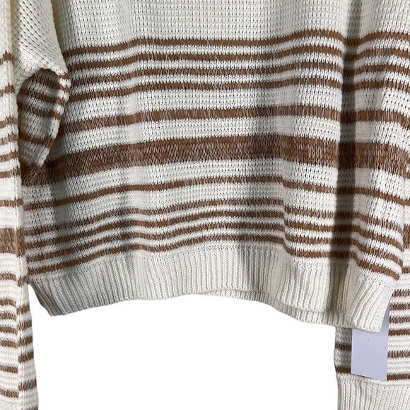 LUMINERE Womens Sz M Striped Sweater Cream and Tan NWT - Picture 3 of 9